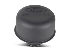 FORD RACING LOGO AIR BREATHER CAP: PUSH-ON; BLACK CRINKLE FINISH