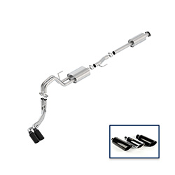 2015-2020 F-150 2.7L, 3.5L & 5.0L CAT-BACK SPORT EXHAUST SYSTEM - SIDE EXIT, BLACK CHROME TIPS